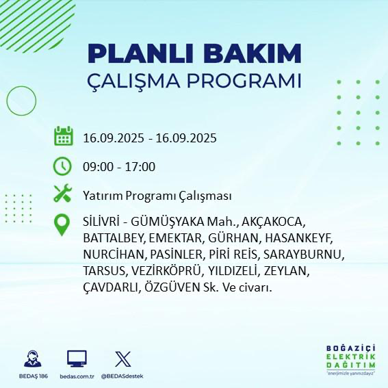 BEDAŞ duyurdu! Elektrik kesintisi saatler sürecek: 16 Eylül İstanbul elektrik kesintisi - Resim: 8