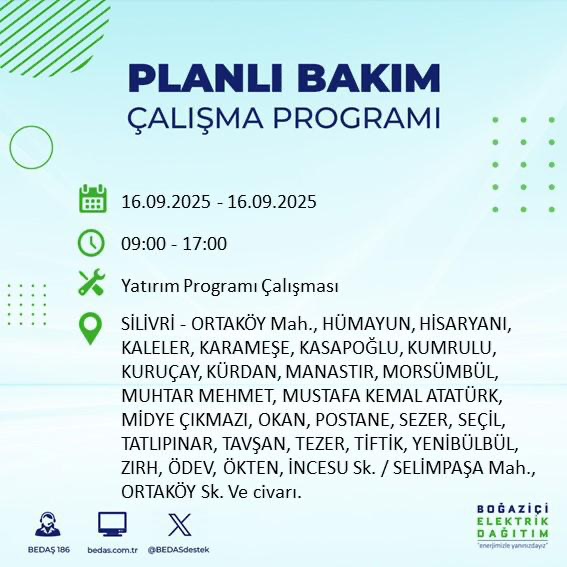 BEDAŞ duyurdu! Elektrik kesintisi saatler sürecek: 16 Eylül İstanbul elektrik kesintisi - Resim: 7