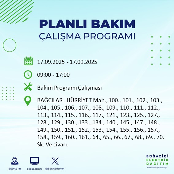 17 Eylül İstanbul elektrik kesintisi: Hangi ilçelerde, elektrikler ne zaman gelecek? - Resim: 113