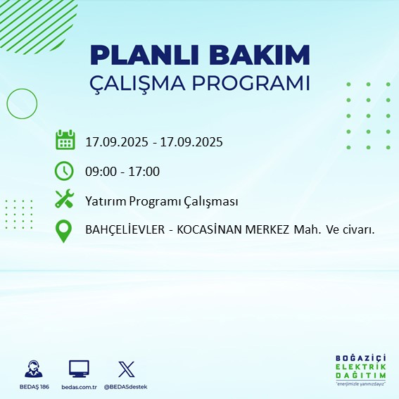 17 Eylül İstanbul elektrik kesintisi: Hangi ilçelerde, elektrikler ne zaman gelecek? - Resim: 16