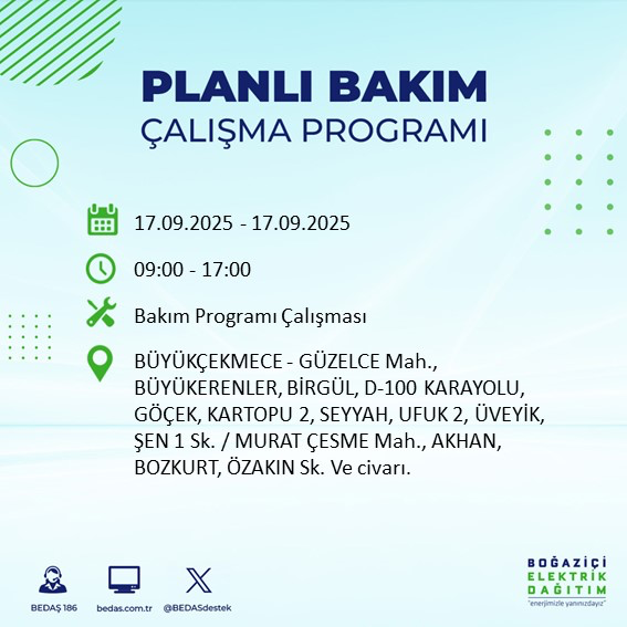 17 Eylül İstanbul elektrik kesintisi: Hangi ilçelerde, elektrikler ne zaman gelecek? - Resim: 22