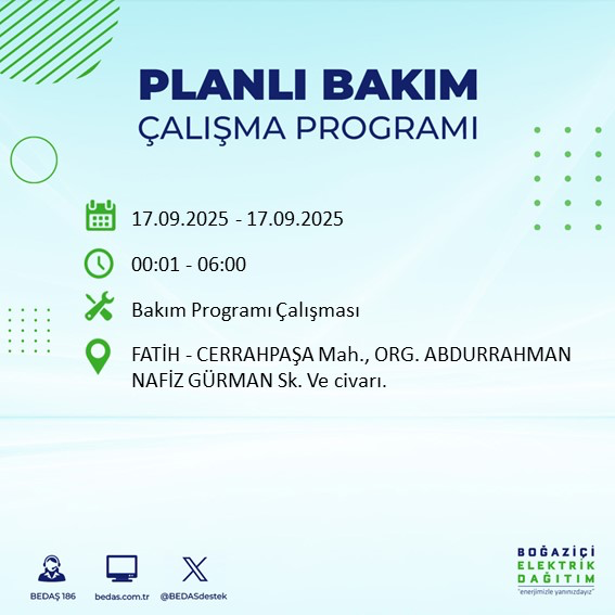 17 Eylül İstanbul elektrik kesintisi: Hangi ilçelerde, elektrikler ne zaman gelecek? - Resim: 116