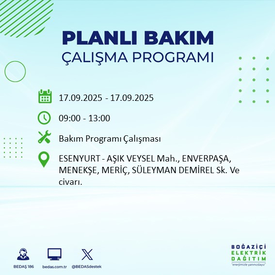 17 Eylül İstanbul elektrik kesintisi: Hangi ilçelerde, elektrikler ne zaman gelecek? - Resim: 52