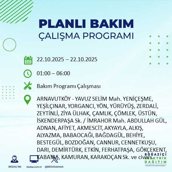 Gözünüz saatte olsun: 22 Ekim’de İstanbul’un birçok noktasında elektrik kesilecek - Resim: 8