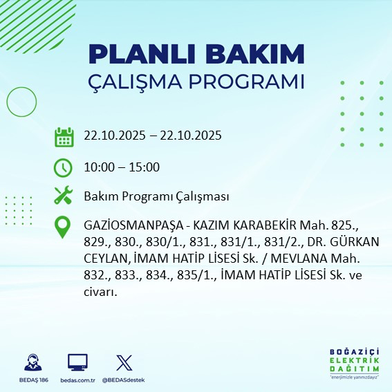 Gözünüz saatte olsun: 22 Ekim’de İstanbul’un birçok noktasında elektrik kesilecek - Resim: 29