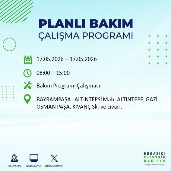 İstanbul’da 8 saatlik planlı elektrik kesintisi: 17 Mayıs Pazar elektrikler ne zaman gelecek? - Resim: 11