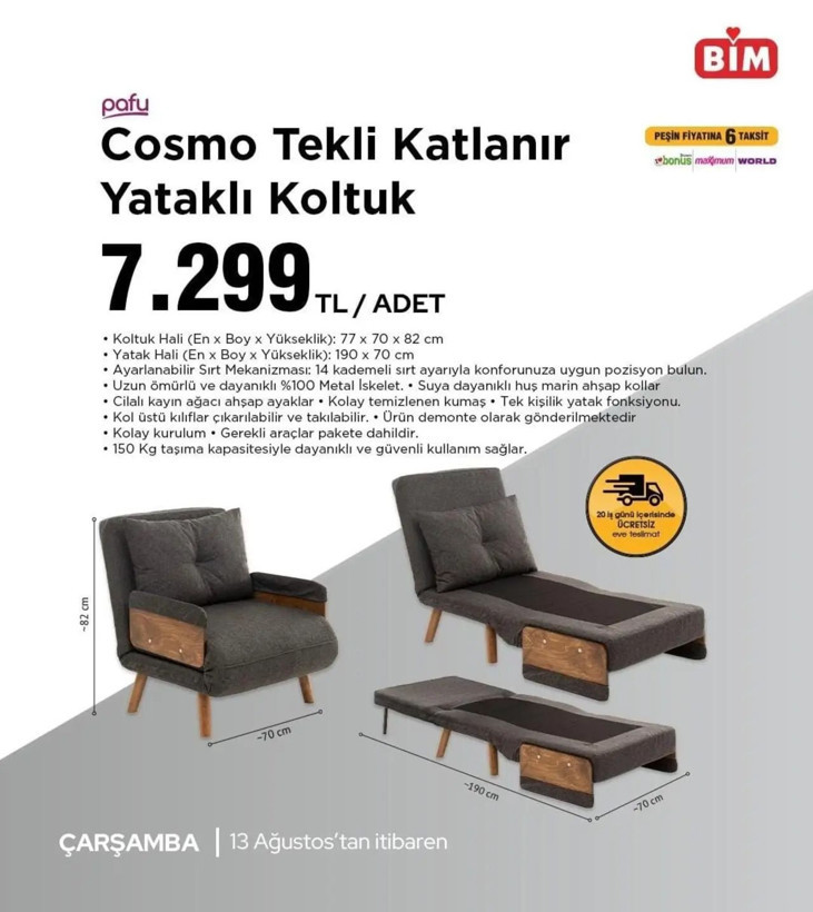 BİM'e katlanır yataklı koltuk geliyor! 13 Ağustos 2025 Çarşamba aktüel ürünler kataloğu yayınlandı - Resim: 5