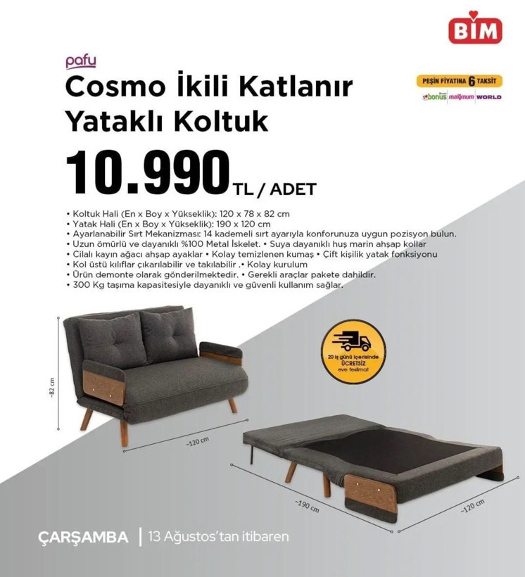 BİM'e katlanır yataklı koltuk geliyor! 13 Ağustos 2025 Çarşamba aktüel ürünler kataloğu yayınlandı - Resim: 7