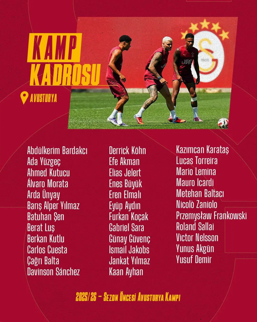 Galatasaray Avusturya kamp kadrosunu duyurdu: İşte listede yer alan isimler - Resim : 1