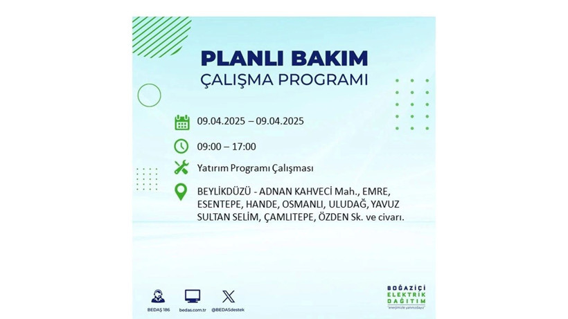 Elektrik kesintisi uyarısı: 9 Nisan Çarşamba elektrik kesintileri - Resim: 15