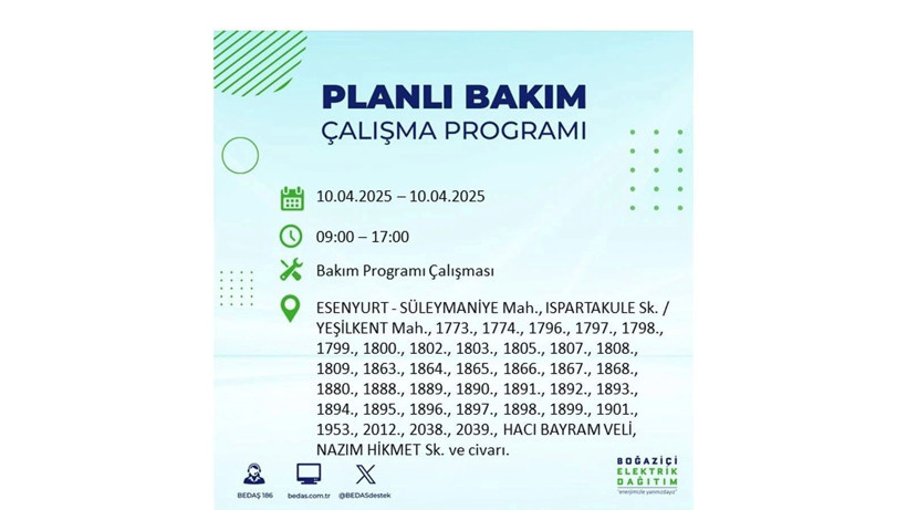 Elektrik kesintisi 8 saat sürecek: 10 Nisan elektrik kesintileri - Resim: 32