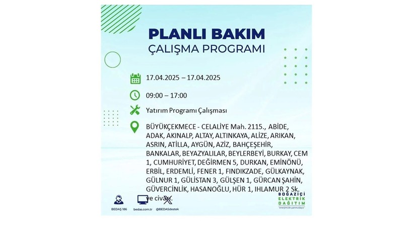 Neredeyse her ilçede kesinti olacak: 17 Nisan elektrik kesintileri - Resim: 29