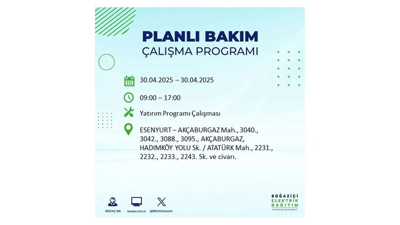 Elektrik kesintisinin olacağı ilçeler belli oldu: 30 Nisan elektrik kesintileri - Resim: 28