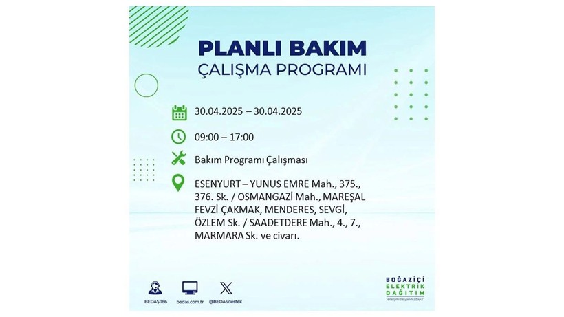 Elektrik kesintisinin olacağı ilçeler belli oldu: 30 Nisan elektrik kesintileri - Resim: 32