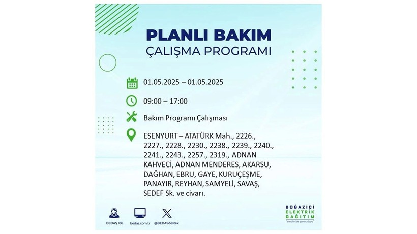 Uzun süreli elektrik kesintisi yaşanacak: 1 Mayıs elektrik kesintileri - Resim: 6