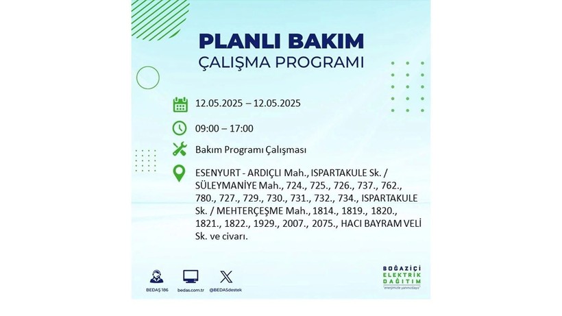 Uzun süreli elektrik kesintisi yaşanacak: 12 Mayıs elektrik kesintileri - Resim: 27