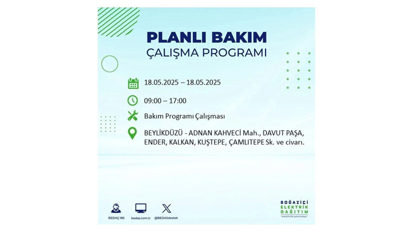 18 Mayıs'ta birçok ilçede elektrikler kesik olacak: Elektrikler ne zaman gelecek? - Resim: 6