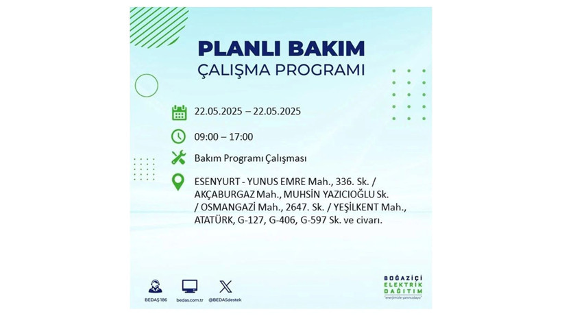 Yarın uzun süre elektrik olmayacak: 22 Mayıs elektrik kesintileri - Resim: 27