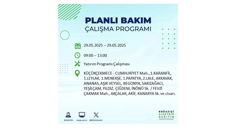 Yarın bu ilçelerde elektrikler gidecek: 29 Mayıs elektrik kesintileri - Resim: 42
