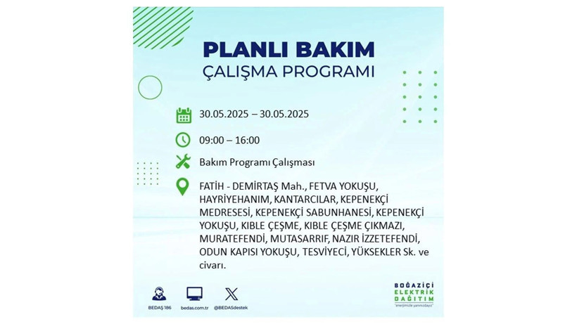 Yarın birçok ilçede elektrikler olmayacak: 30 Mayıs elektrik kesintileri - Resim: 40
