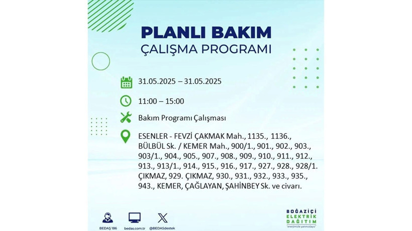 Onlarca ilçede elektrikler olmayacak: 31 Mayıs elektrik kesintileri - Resim: 18