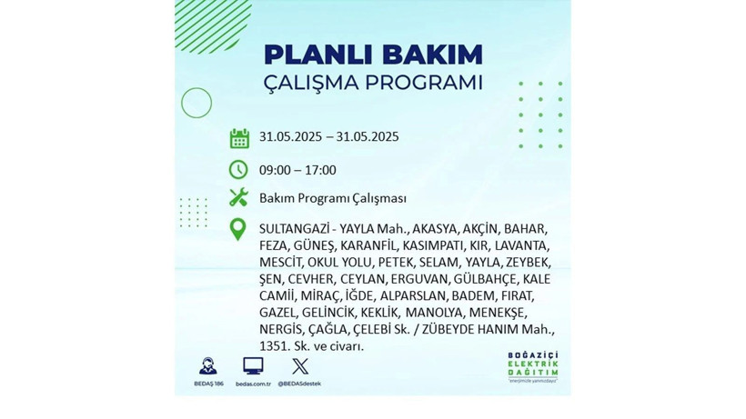 Onlarca ilçede elektrikler olmayacak: 31 Mayıs elektrik kesintileri - Resim: 30