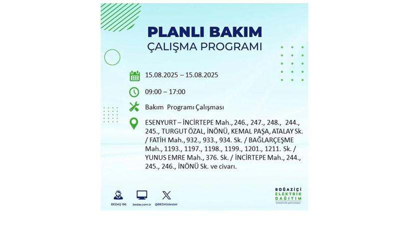 Elektrikler ne zaman gelecek? 15 Ağustos İstanbul elektrik kesintisi listesi: AYEDAŞ – BEDAŞ sorgulama - Resim: 33