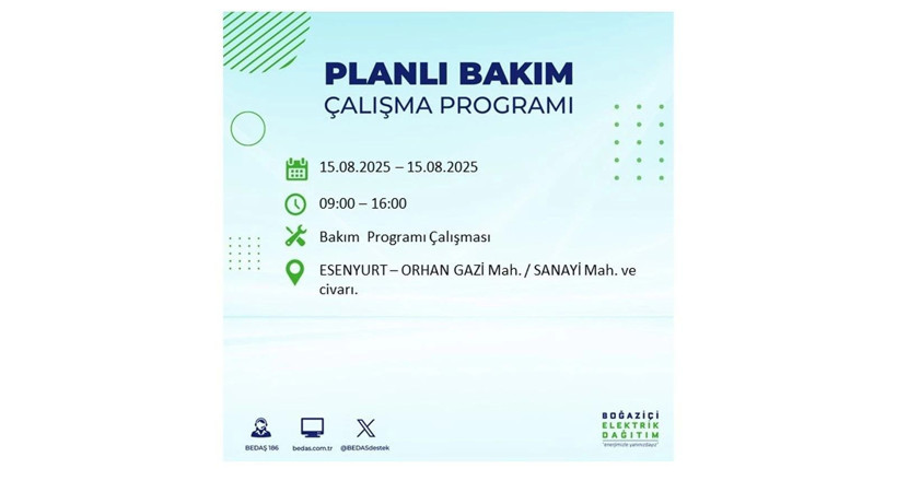 Elektrikler ne zaman gelecek? 15 Ağustos İstanbul elektrik kesintisi listesi: AYEDAŞ – BEDAŞ sorgulama - Resim: 31