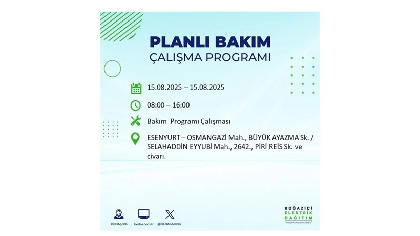 Elektrikler ne zaman gelecek? 15 Ağustos İstanbul elektrik kesintisi listesi: AYEDAŞ – BEDAŞ sorgulama - Resim: 29