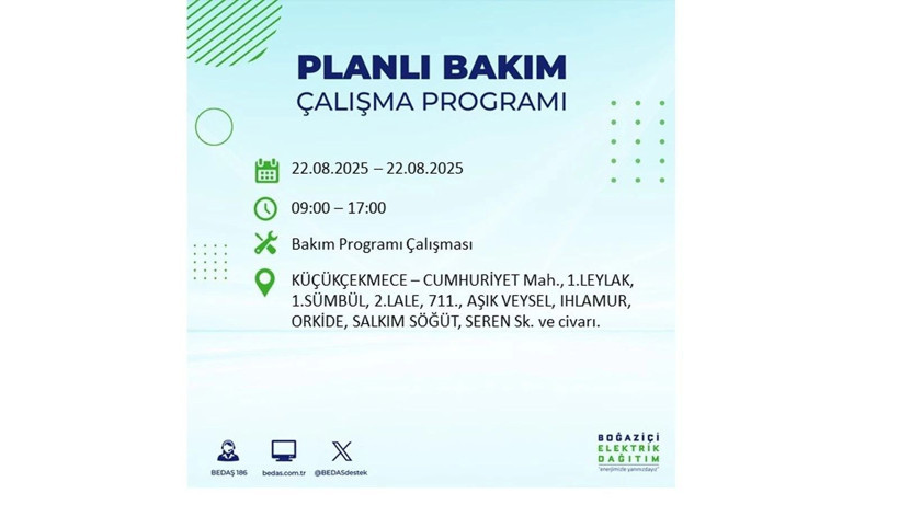 Elektrikler ne zaman gelecek? 22 Ağustos İstanbul elektrik kesintileri - Resim: 12