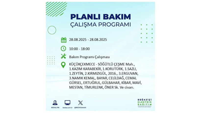 BEDAŞ duyurdu: 28 Ağustos İstanbul'da elektrik kesintisi! Elektrikler ne zaman gelecek? - Resim: 16