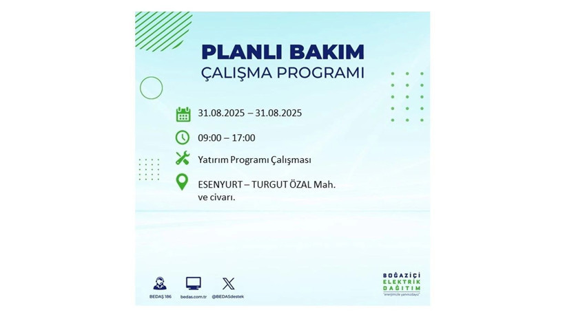 İstanbul’da 10 saatlik elektrik kesintisi olacak! BEDAŞ ilçe ilçe duyurdu - Resim: 15