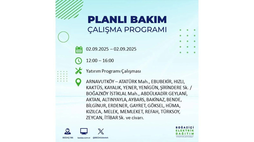 İstanbul’da elektrikler ne zaman gelecek? BEDAŞ 2 Eylül Salı günü yapılacak bakım çalışmasını duyurdu - Resim: 75