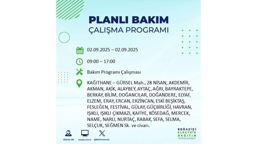 İstanbul’da elektrikler ne zaman gelecek? BEDAŞ 2 Eylül Salı günü yapılacak bakım çalışmasını duyurdu - Resim: 27