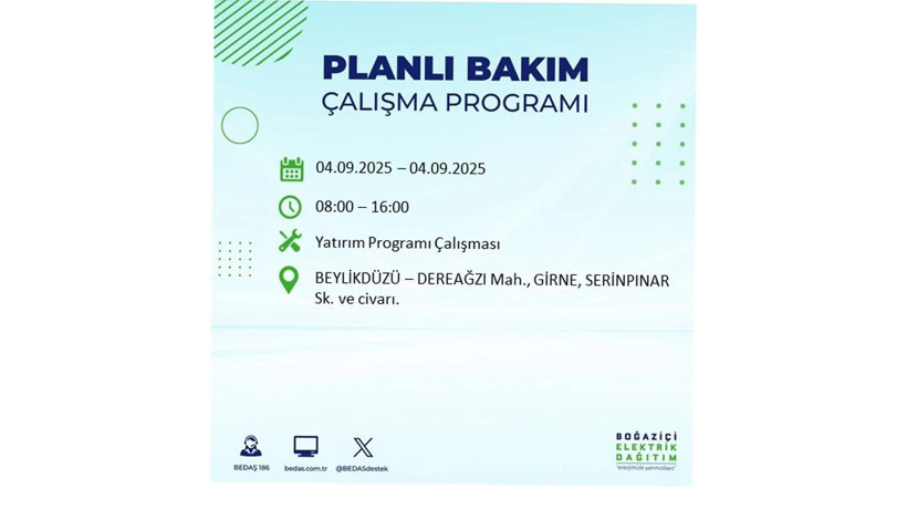 İstanbul’da elektrik kesintisi! BEDAŞ 4 Eylül’de yapılacak kesintileri duyurdu - Resim: 30