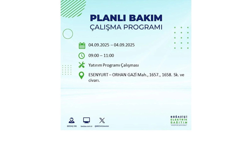 İstanbul’da elektrik kesintisi! BEDAŞ 4 Eylül’de yapılacak kesintileri duyurdu - Resim: 25
