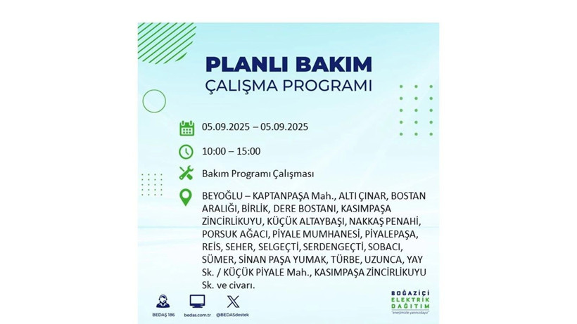 Bedaş duyurdu: İstanbul’da 5 Eylül elektrik kesintisi yaşanacak ilçeler - Resim: 29