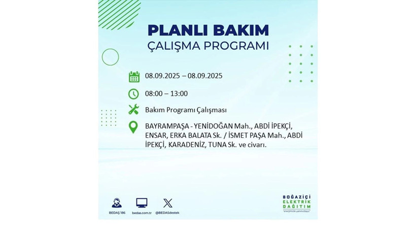 İstanbul'da elektrik kesintisi! BEDAŞ 8 Eylül elektrik kesinti listesini açıkladı, elektrikler ne zaman gelecek? - Resim: 46