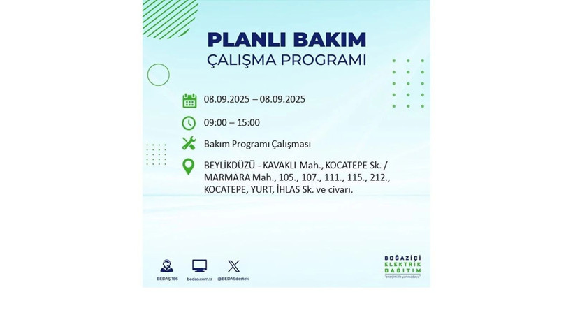 İstanbul'da elektrik kesintisi! BEDAŞ 8 Eylül elektrik kesinti listesini açıkladı, elektrikler ne zaman gelecek? - Resim: 43