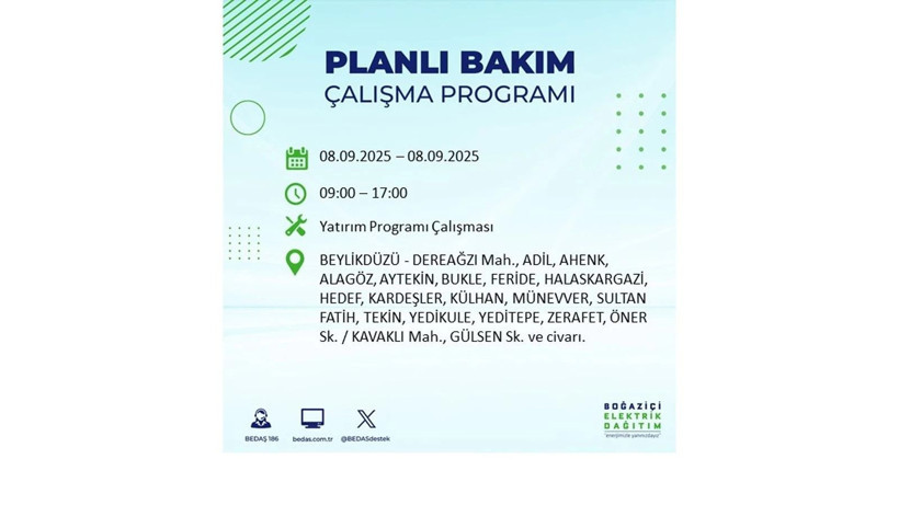 İstanbul'da elektrik kesintisi! BEDAŞ 8 Eylül elektrik kesinti listesini açıkladı, elektrikler ne zaman gelecek? - Resim: 42