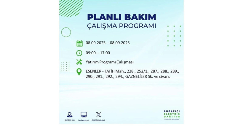İstanbul'da elektrik kesintisi! BEDAŞ 8 Eylül elektrik kesinti listesini açıkladı, elektrikler ne zaman gelecek? - Resim: 33