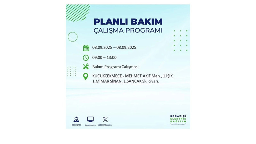 İstanbul'da elektrik kesintisi! BEDAŞ 8 Eylül elektrik kesinti listesini açıkladı, elektrikler ne zaman gelecek? - Resim: 14
