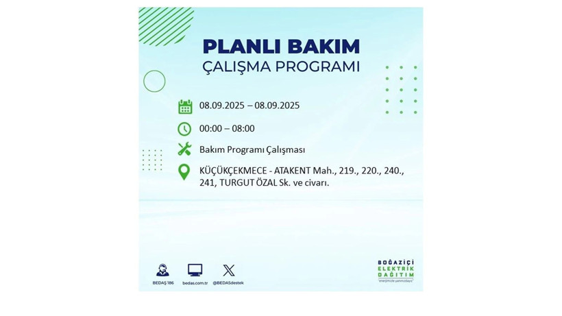 İstanbul'da elektrik kesintisi! BEDAŞ 8 Eylül elektrik kesinti listesini açıkladı, elektrikler ne zaman gelecek? - Resim: 12