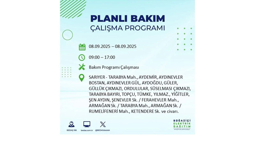 İstanbul'da elektrik kesintisi! BEDAŞ 8 Eylül elektrik kesinti listesini açıkladı, elektrikler ne zaman gelecek? - Resim: 11