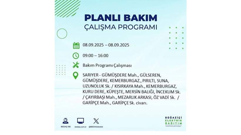 İstanbul'da elektrik kesintisi! BEDAŞ 8 Eylül elektrik kesinti listesini açıkladı, elektrikler ne zaman gelecek? - Resim: 10