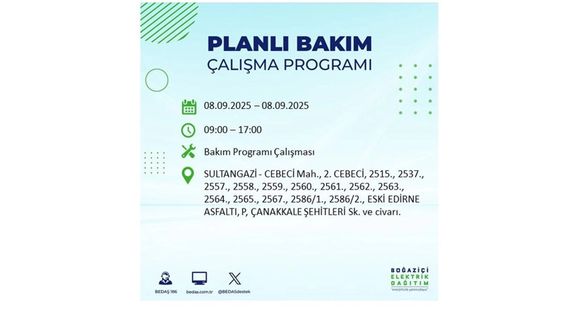 İstanbul'da elektrik kesintisi! BEDAŞ 8 Eylül elektrik kesinti listesini açıkladı, elektrikler ne zaman gelecek? - Resim: 6