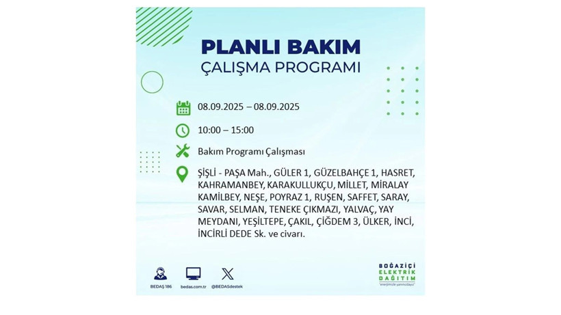 İstanbul'da elektrik kesintisi! BEDAŞ 8 Eylül elektrik kesinti listesini açıkladı, elektrikler ne zaman gelecek? - Resim: 4