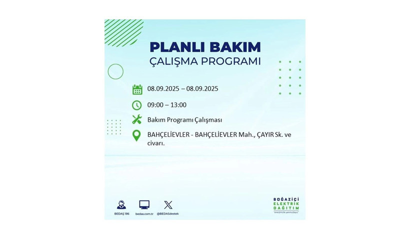 İstanbul'da elektrik kesintisi! BEDAŞ 8 Eylül elektrik kesinti listesini açıkladı, elektrikler ne zaman gelecek? - Resim: 51