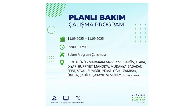 11 Eylül İstanbul’da elektrik kesintisi! Elektrikler ne zaman gelecek? BEDAŞ ilçe ilçe kesinti olacak mahalleleri duyurdu - Resim: 14