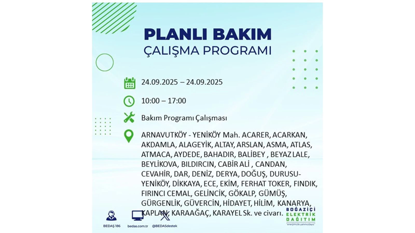 24 Eylül’de İstanbul’da büyük elektrik kesintisi! 24 ilçe listede - Resim: 1